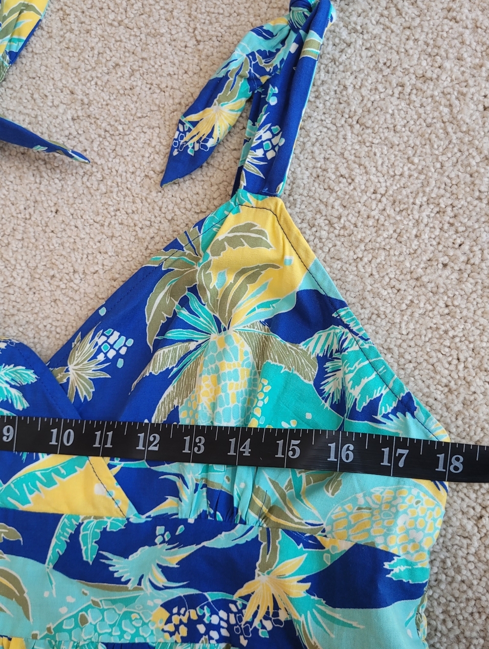 Tiki Palm Tropical Print Sundress Palm Leaf Tie Strap Lightweight Dress XL - Picture 6 of 9